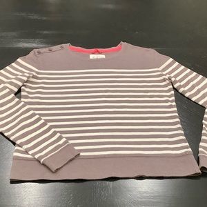 Next Authentic Style Brand,Striped Grayish Brown & Cream,L Sleeve Crew Neck,UK12